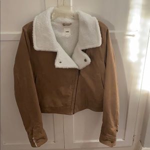 Vans brown corduroy Moto Jacket with sherpa collar